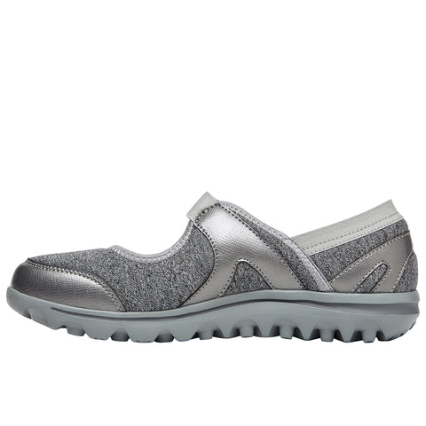 Propet Women Diabetic Mary Jane Shoes Onalee WAA003J Grey Silver Comfy Shoes Medical Supplies