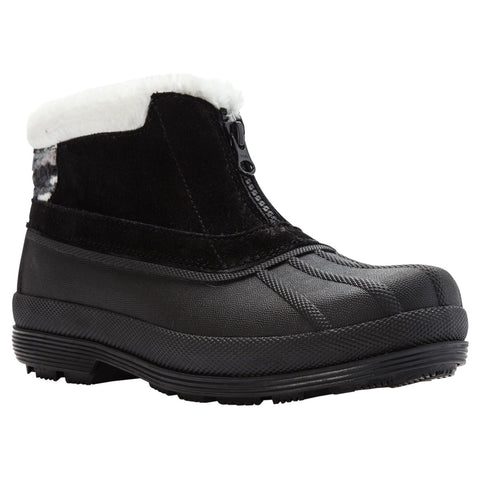 Propet Women Lumi Ankle Zip WBX012S - Insulated Waterproof Winter Booties -Black/White