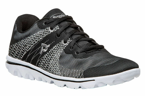 Propet Women Active Walking Shoes - TravelActiv Knit WAT002K- Black/White